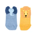 ATTIPAS - AFSEL - CALCETINES FORMA PIE - PACK ELEFANTE Y LEON (AZUL Y AMARILLO)