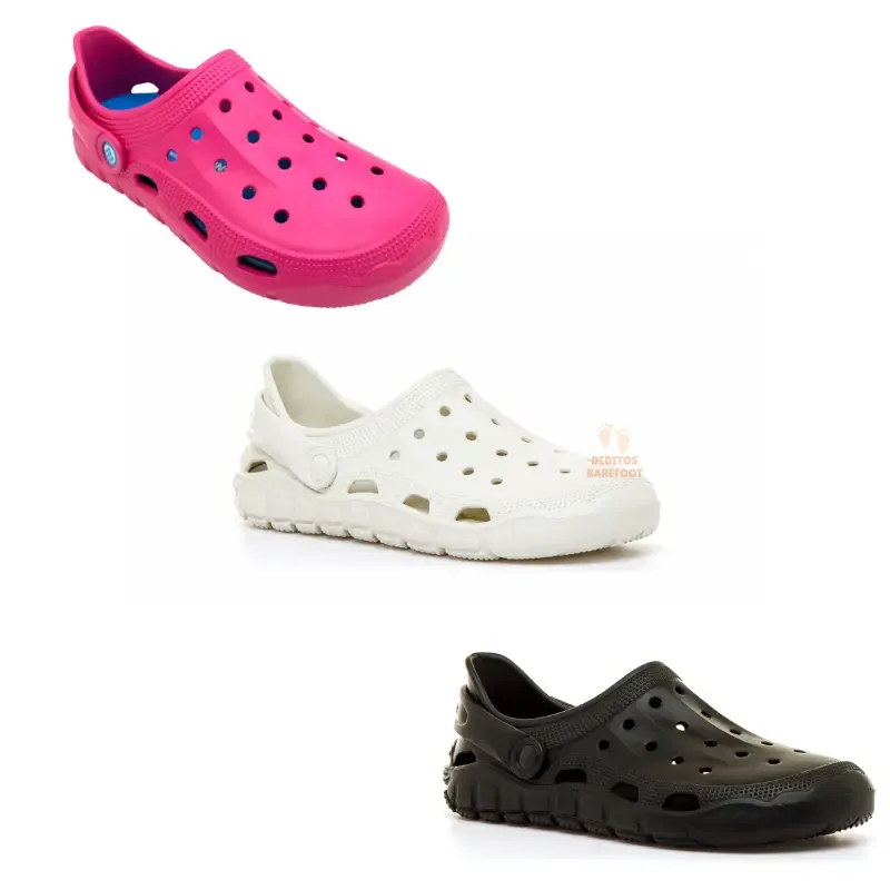 Zuecos Barefoot Mustang 85516 Evacare rosa, negro, blanco