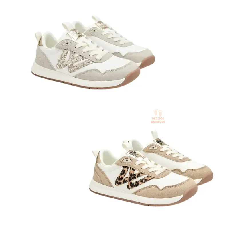 Zapatillas Barefoot B&W GoFlex Blanco – Glitter y Leopardo Zapatillas Barefoot B&W GoFlex Blanco – Glitter y Leopardo